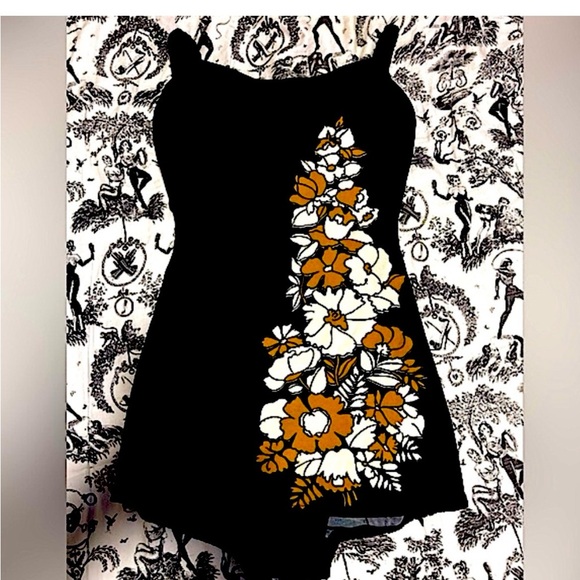 Rose Marie Reid Other - Vintage 60s Rose Marie Reid Black
Ribbed Nylon Swimsuit w/ Polynesian Floral.